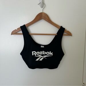 Reebok Black and White Logo Athletic Activewear Sports Bra Size Medium